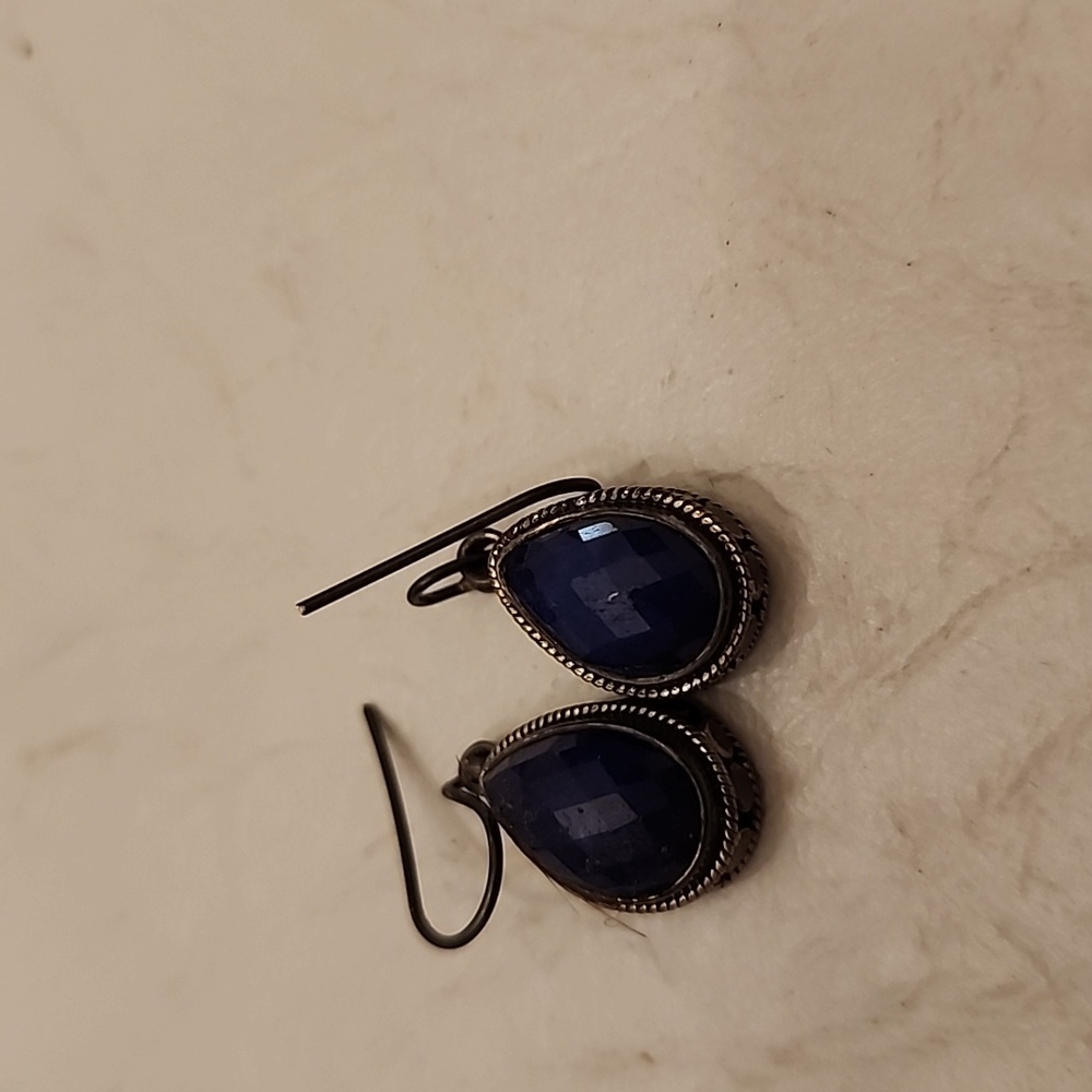 Blue stone silver earrings